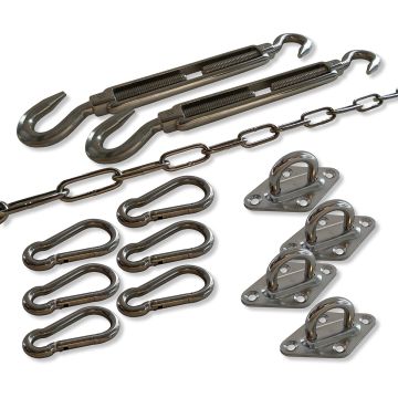 Schaduwdoek bevestigingsset vierkant RVS A4 , M10 spanner