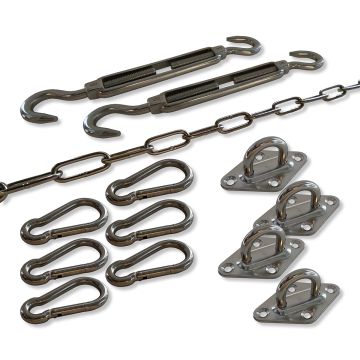 Schaduwdoek bevestigingsset vierkant RVS A4, M8 spanner