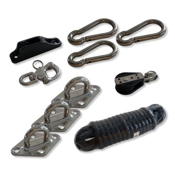 Schaduwdoek bevestigingsset driehoek katrol